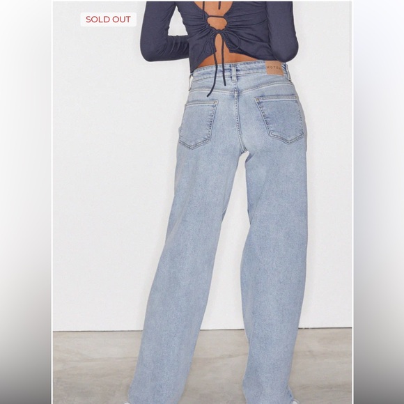 Motel Rocks Low Rise Parallel Jeans In Light Wash Blue - Picture 4 of 5